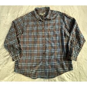 Eddie Bauer Women’s 100% Cotton Flannel Button Down Plaid Shirt Size XL